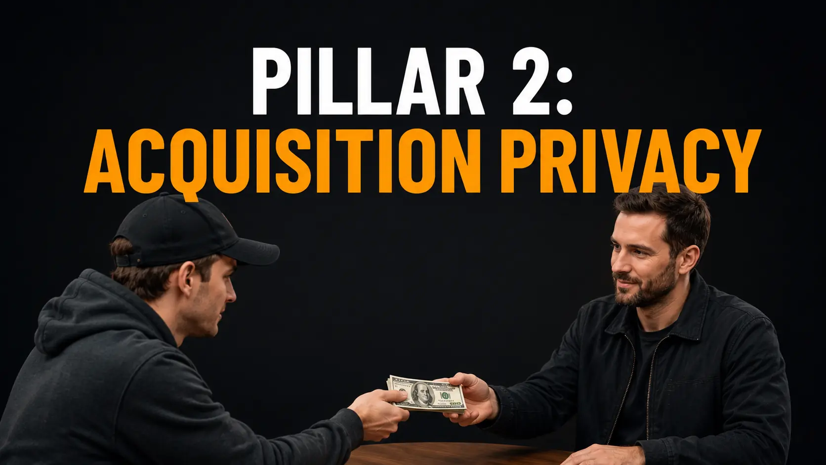 Pillar 2: Acquisition Privacy — two people making a cash-for-Bitcoin trade